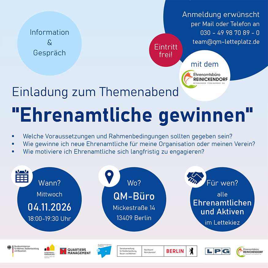 Plakat zur Veranstaltung "Ehrenamtliche gewinnen"